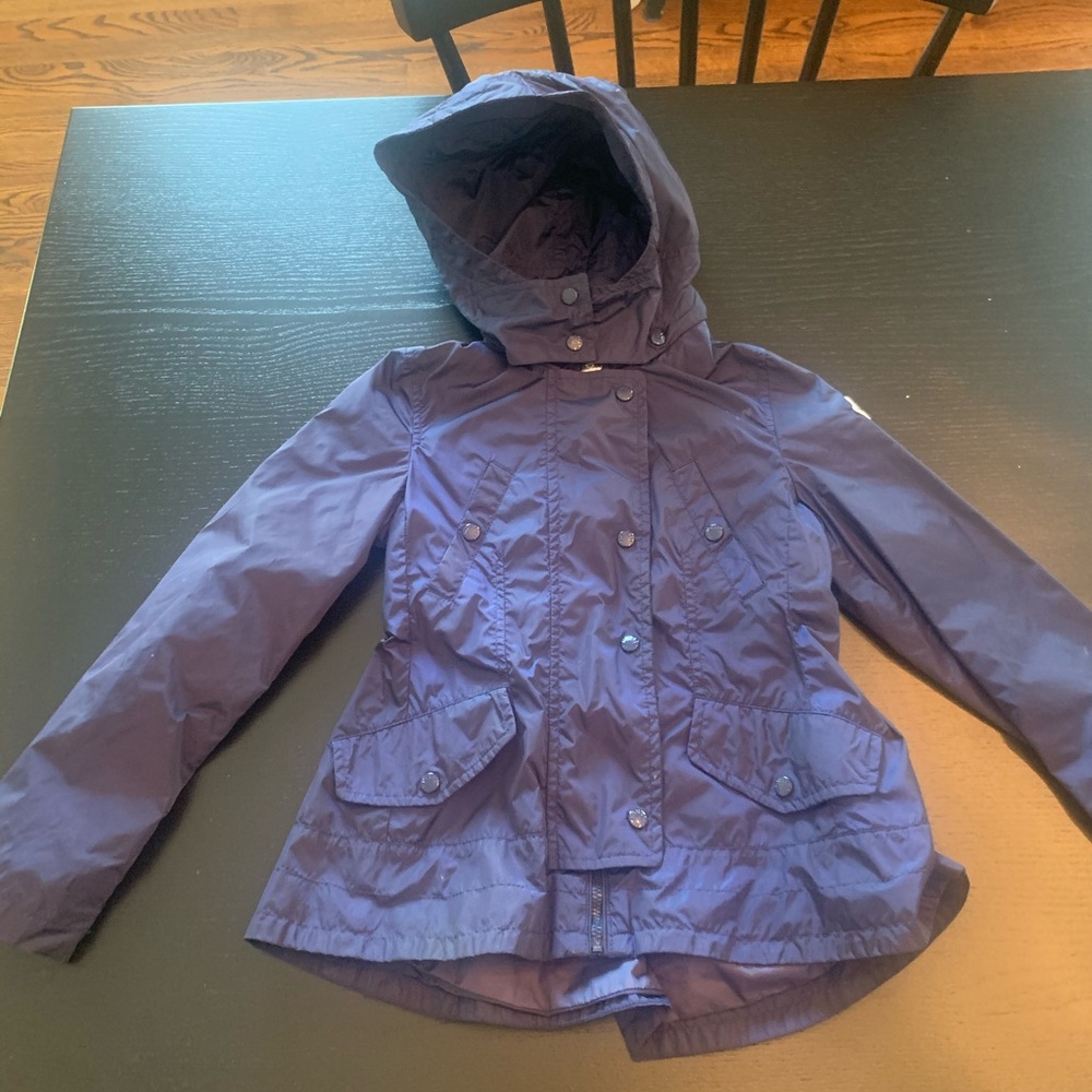 Girls Moncler windbreaker style Peplum jacket.